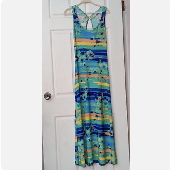 Pretty Young Thing Maxi Summer Dress Blue Sunset Floral Size S - EUC! - Picture 1 of 13
